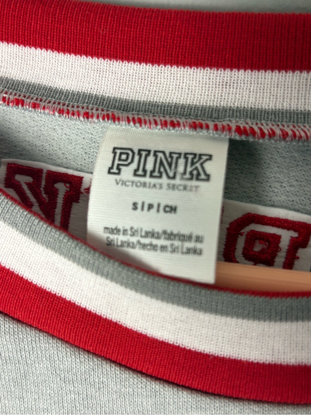 PINK Victoria's Secret Gray Crewneck Sweatshirt with Red Lettering S OVERSIZED - Picture 4 of 13